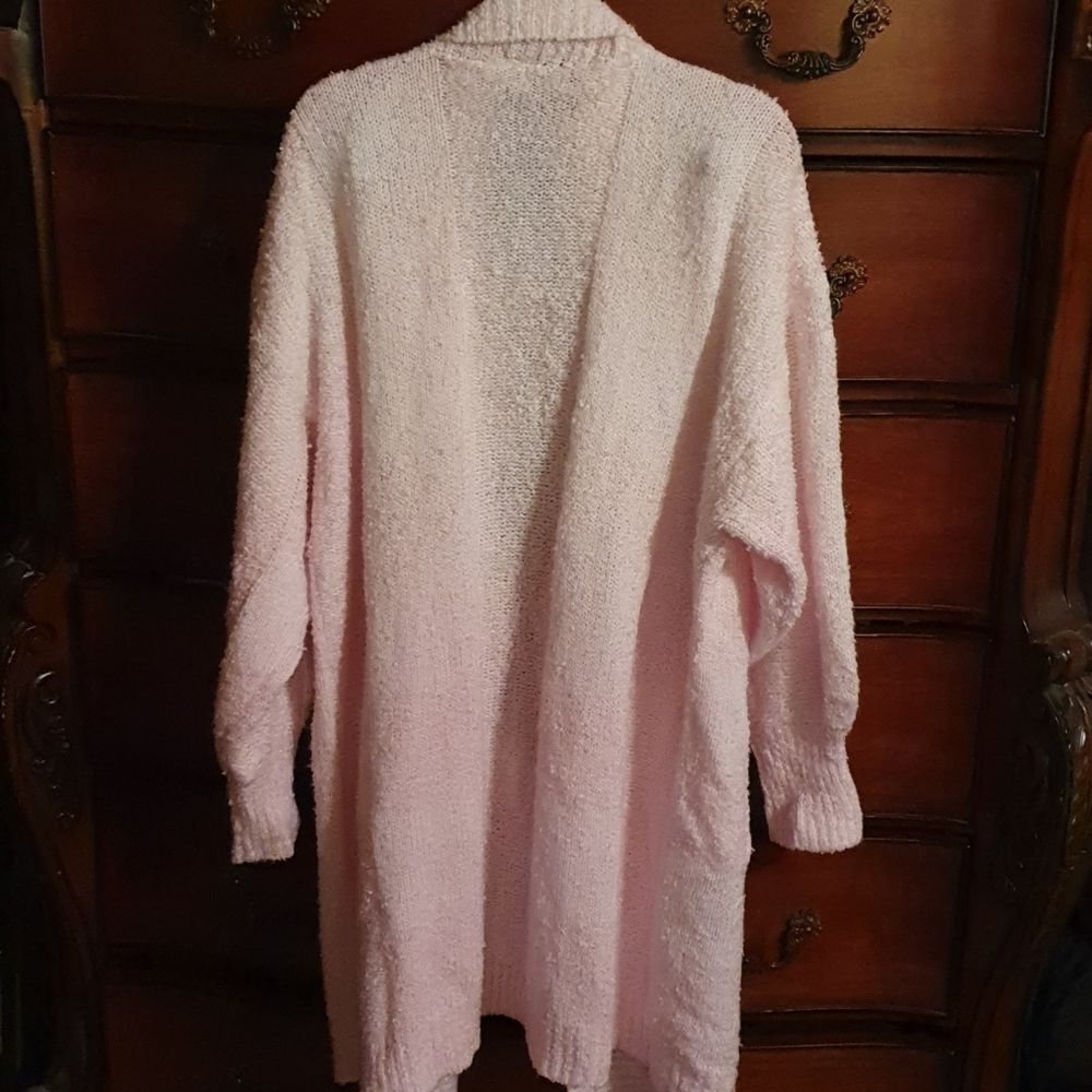 Vtg Ladies Pink Sweater Duster sz L - Picture 4 of 4